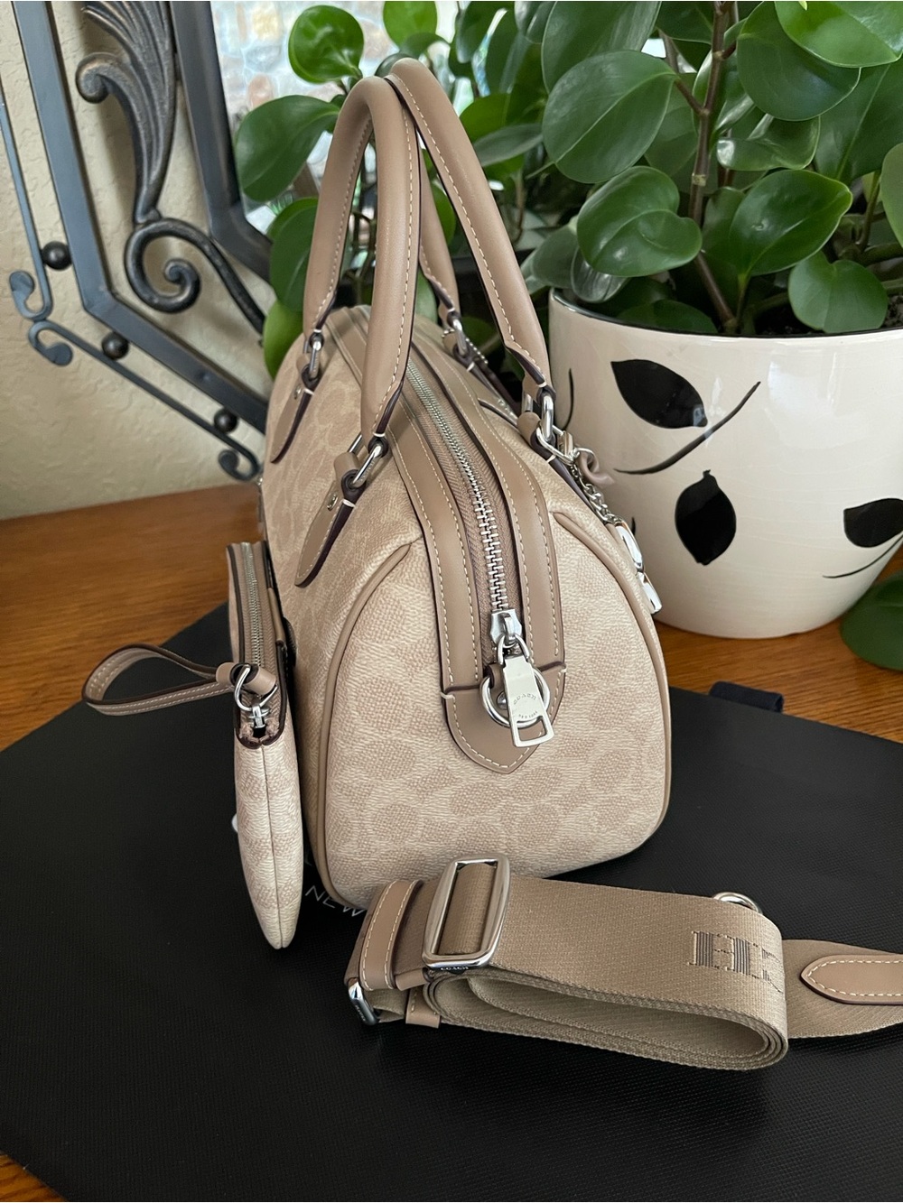 Coach Rowan Satchel with Stipe & NWT Matching Wristlet - Picture 4 of 12